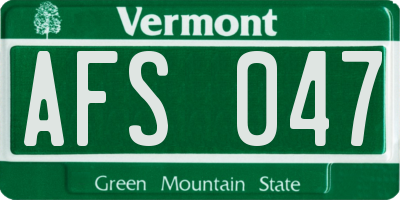 VT license plate AFS047