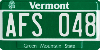 VT license plate AFS048