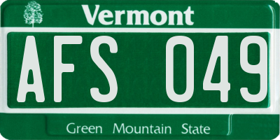 VT license plate AFS049