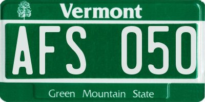 VT license plate AFS050