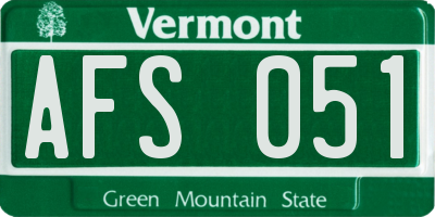 VT license plate AFS051