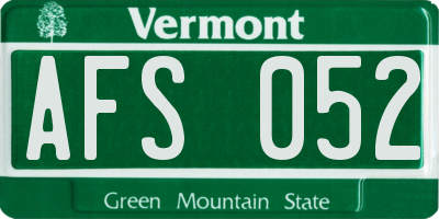 VT license plate AFS052