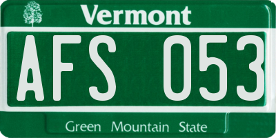 VT license plate AFS053