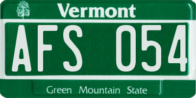 VT license plate AFS054