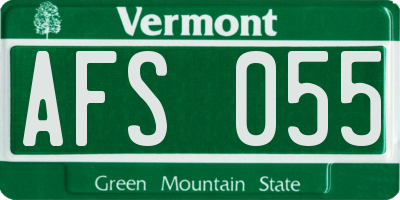VT license plate AFS055