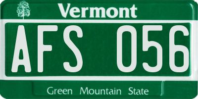 VT license plate AFS056