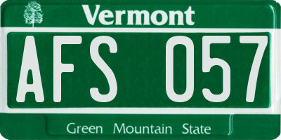 VT license plate AFS057