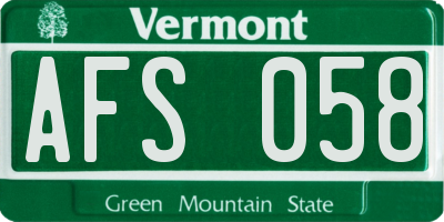VT license plate AFS058