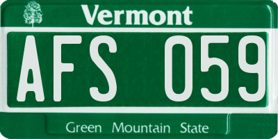 VT license plate AFS059