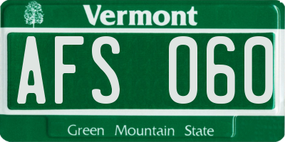 VT license plate AFS060