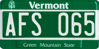 VT license plate AFS065
