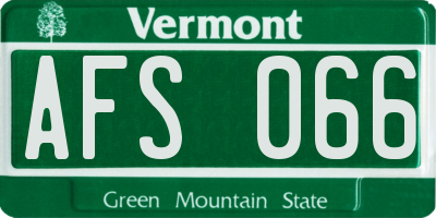 VT license plate AFS066