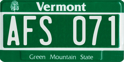 VT license plate AFS071