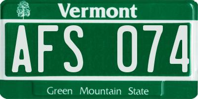VT license plate AFS074