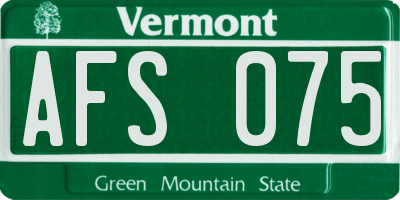 VT license plate AFS075