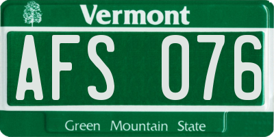VT license plate AFS076