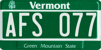 VT license plate AFS077