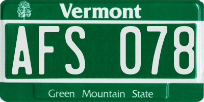 VT license plate AFS078