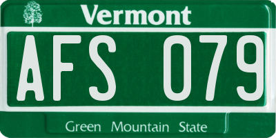 VT license plate AFS079