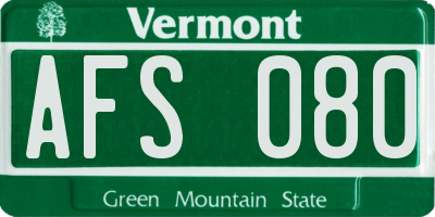 VT license plate AFS080