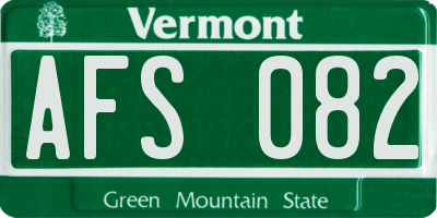 VT license plate AFS082