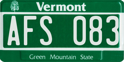 VT license plate AFS083