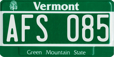 VT license plate AFS085