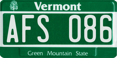 VT license plate AFS086