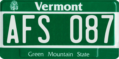 VT license plate AFS087