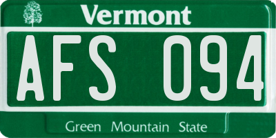 VT license plate AFS094