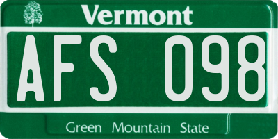 VT license plate AFS098