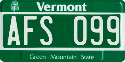 VT license plate AFS099