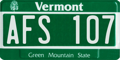 VT license plate AFS107