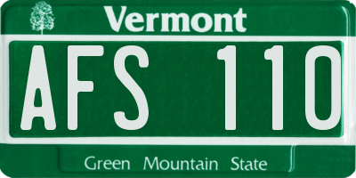 VT license plate AFS110