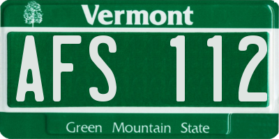 VT license plate AFS112