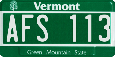 VT license plate AFS113