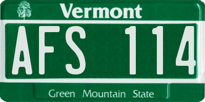 VT license plate AFS114