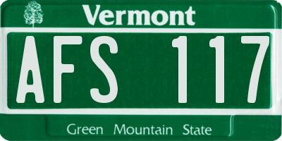 VT license plate AFS117