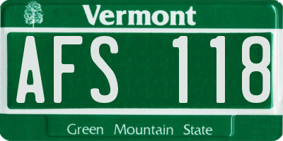 VT license plate AFS118