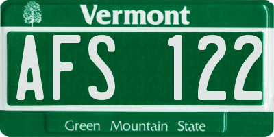 VT license plate AFS122