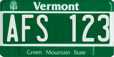 VT license plate AFS123