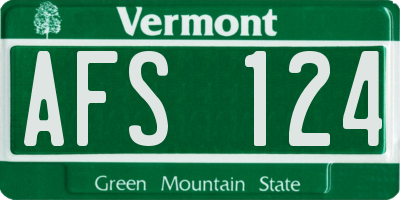 VT license plate AFS124