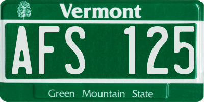VT license plate AFS125