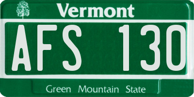 VT license plate AFS130