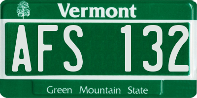 VT license plate AFS132