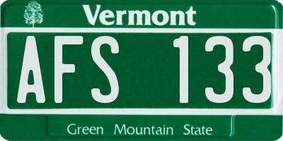 VT license plate AFS133