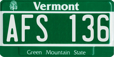 VT license plate AFS136