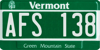 VT license plate AFS138