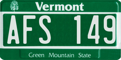 VT license plate AFS149