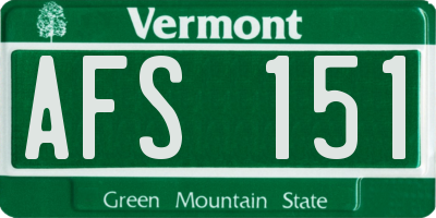 VT license plate AFS151